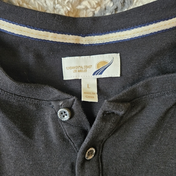 Fundamental Coast Los Angeles Cotton Modal Blend Henley Long Sleeve Mens Large - Picture 3 of 5